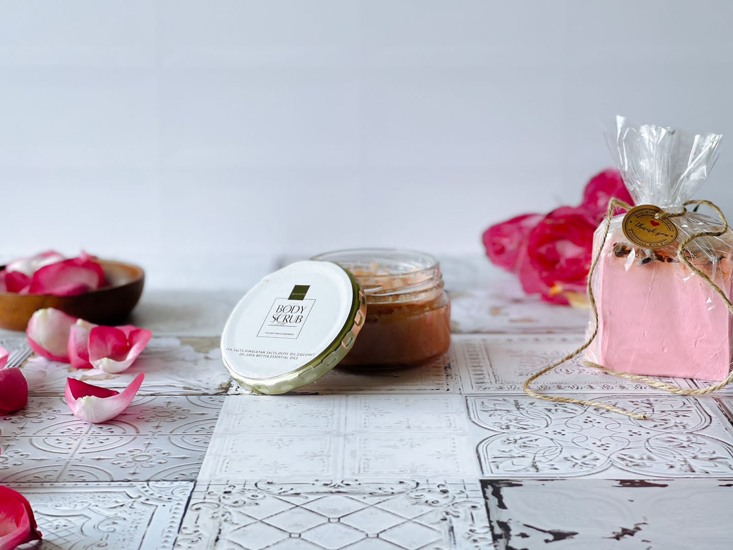 Handmade pink himalayan salt scrub