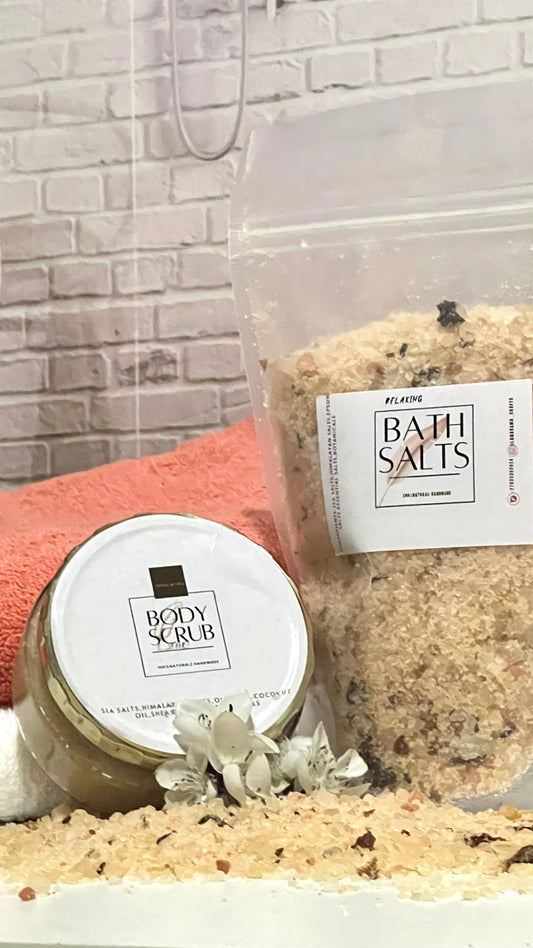Sugar scrub and bath salts duo