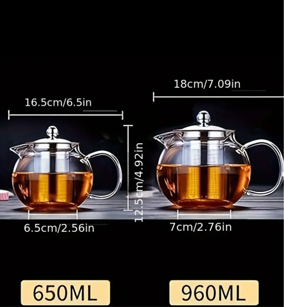 Glass Teapot with Infuser – Heatproof Borosilicate Tea Pot with Filter for Loose Leaf Tea, Coffee & Herbal Infusions