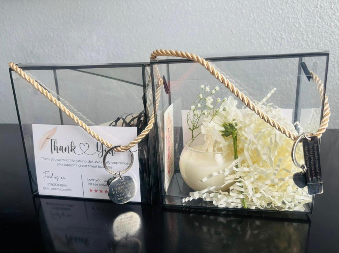 Elegant Acrylic Gift Set – Soy Wax Candle (100g)