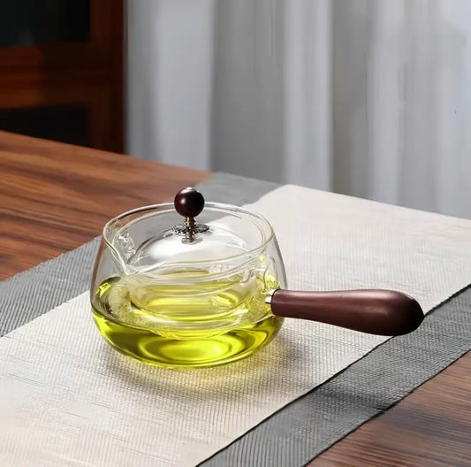 1pc Clear Borosilicate Glass Tea Pot – 500ML Heat-Resistant with Side Handle & Rotatable Infuser