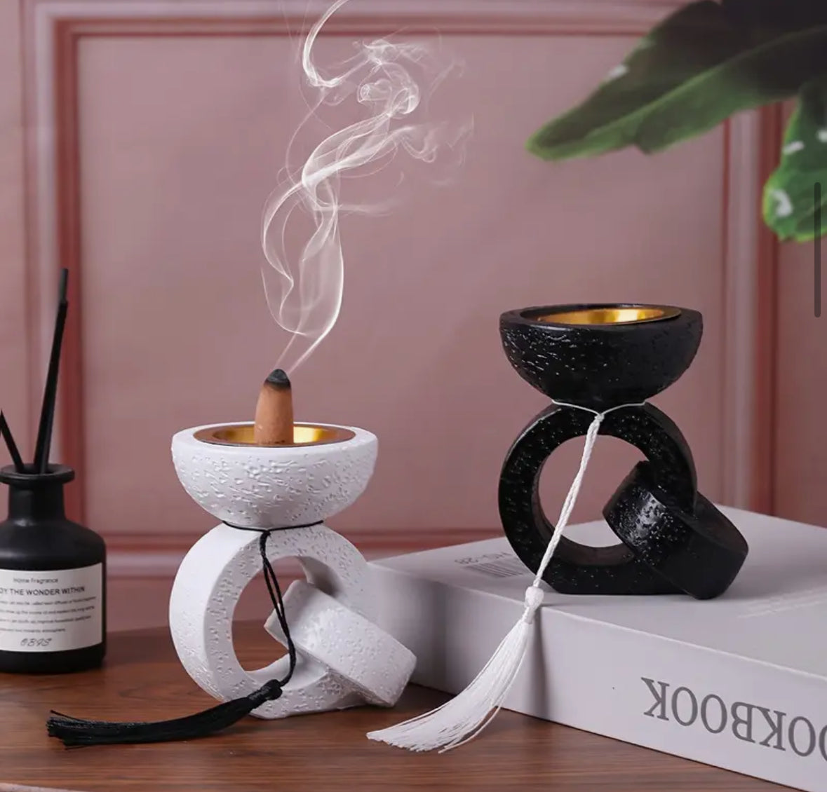 Elegant Resin Ring-Shaped Incense Burner with Tassel