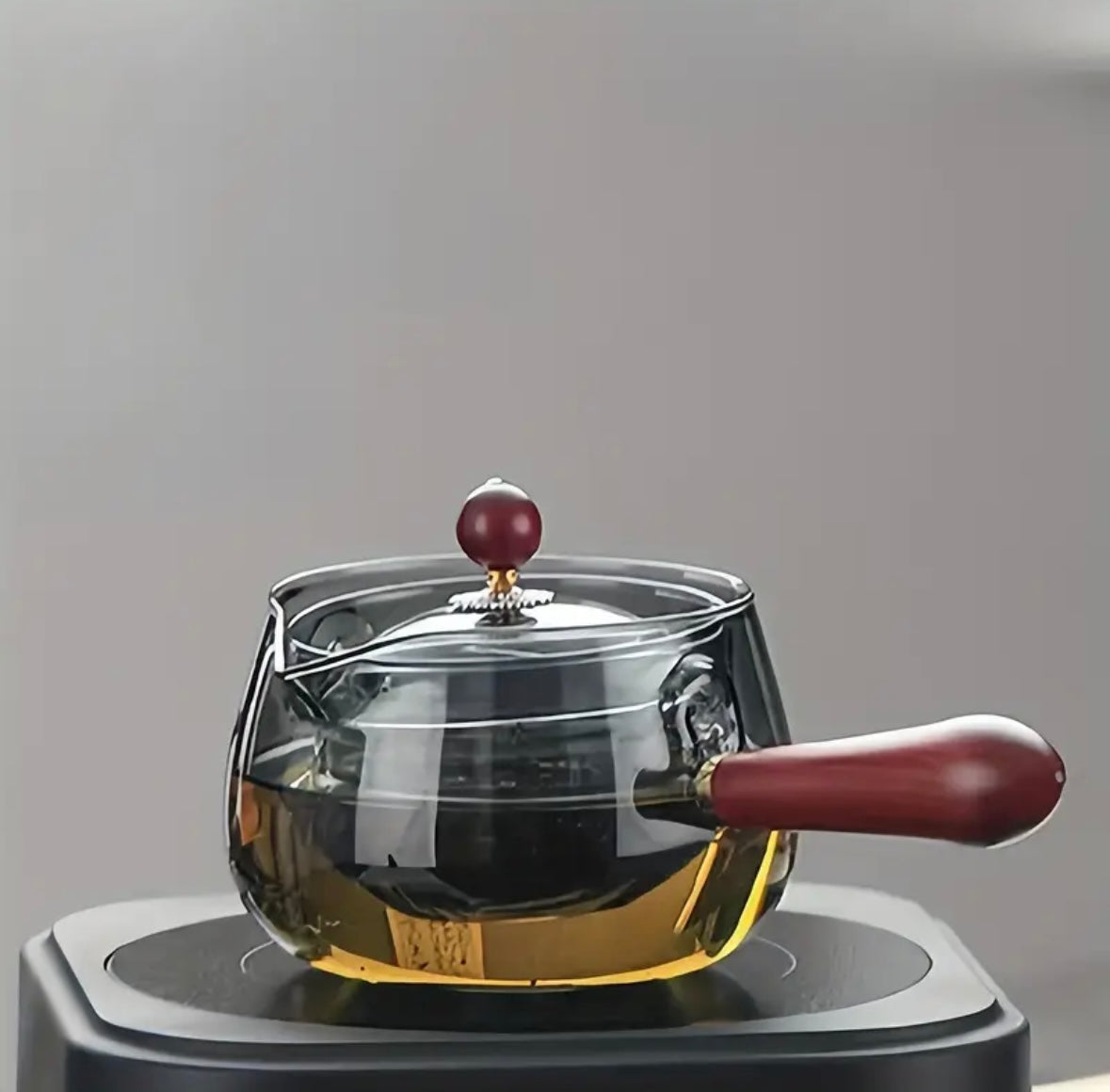 1pc Clear Borosilicate Glass Tea Pot – 500ML Heat-Resistant with Side Handle & Rotatable Infuser