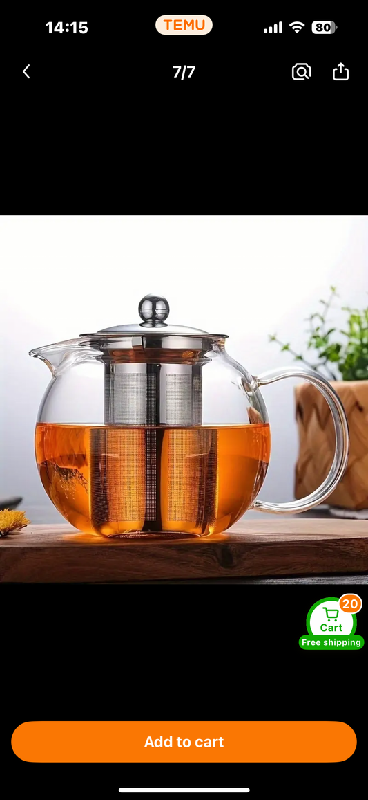 Glass Teapot with Infuser – Heatproof Borosilicate Tea Pot with Filter for Loose Leaf Tea, Coffee & Herbal Infusions