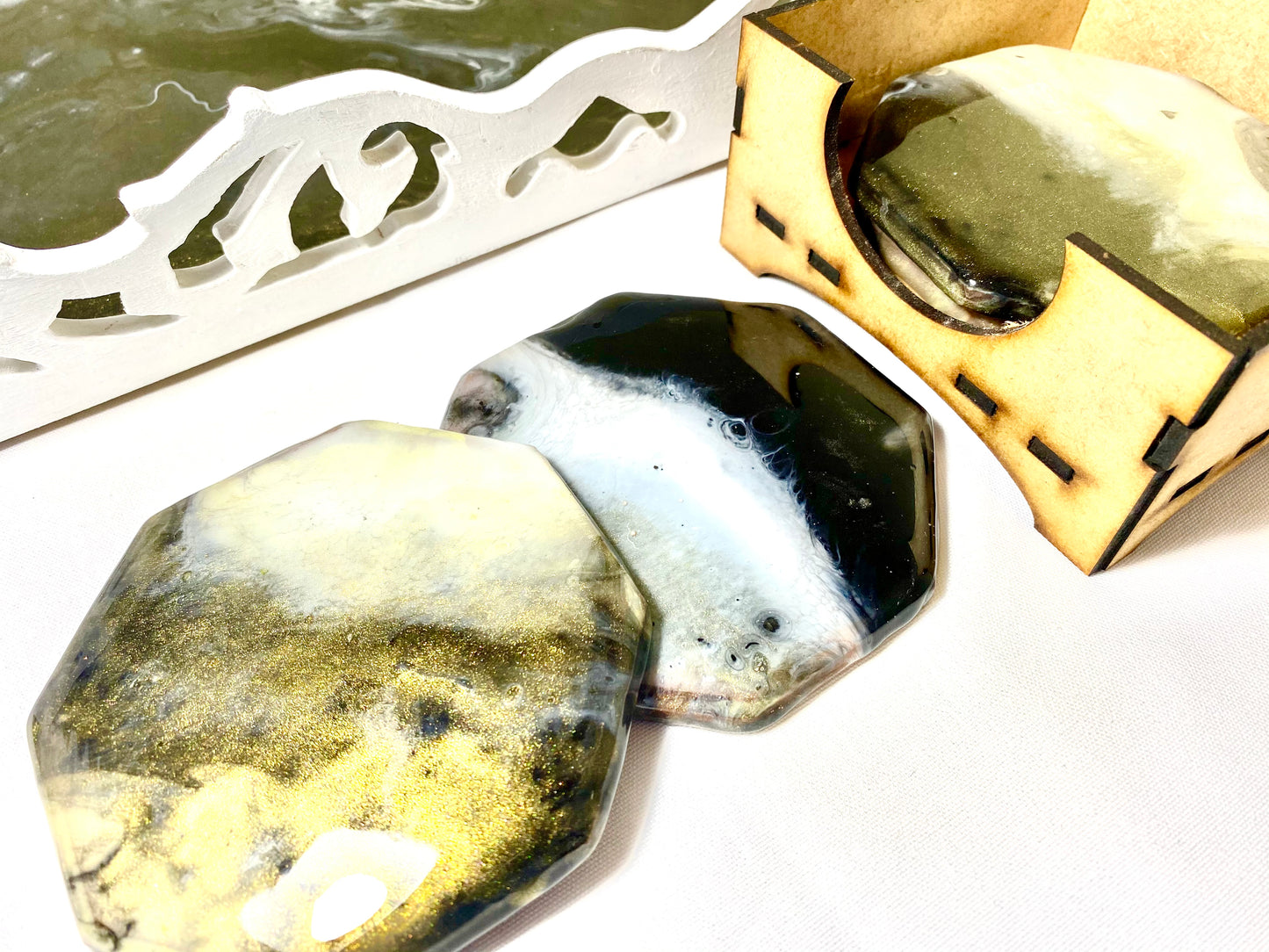 Bamboo wood resin coated kitchen utensil set