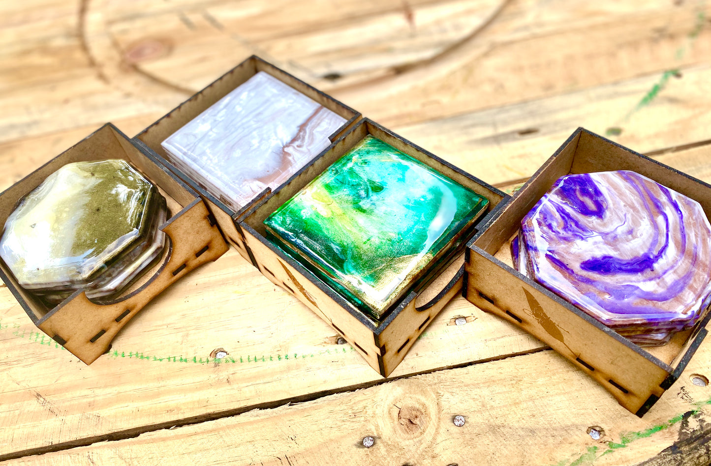 Bamboo wood resin coated kitchen utensil set