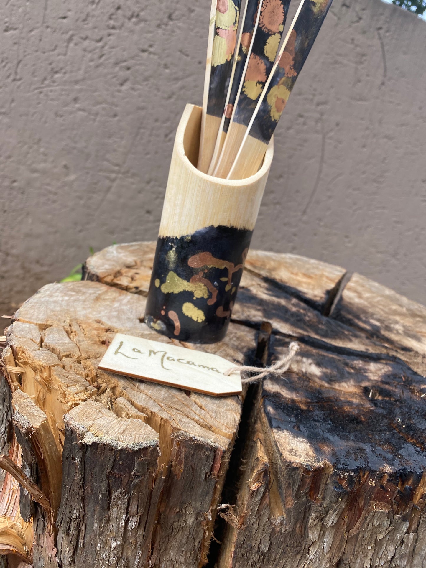 Bamboo wood resin coated kitchen utensil set