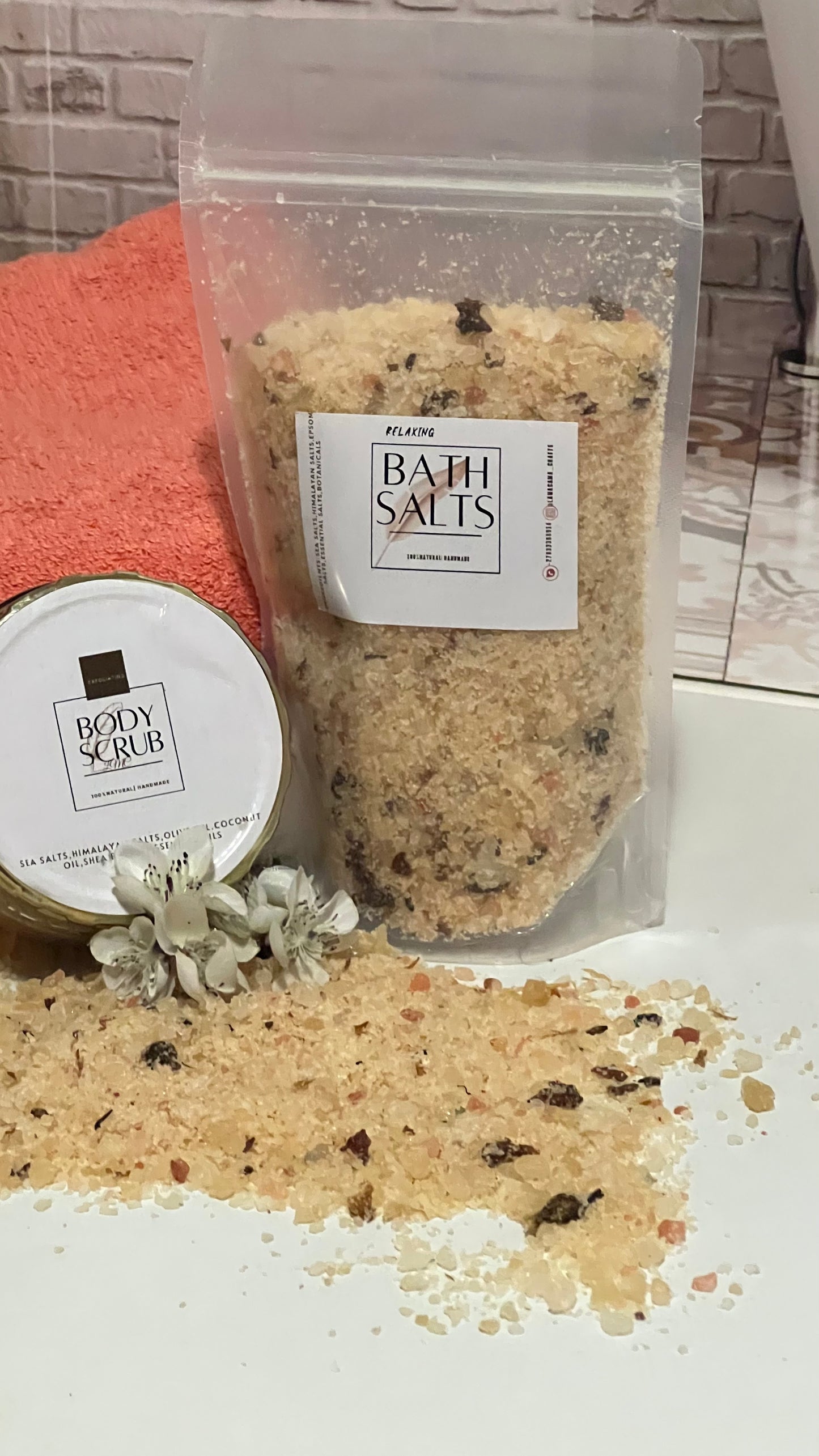 Sugar scrub and bath salts duo