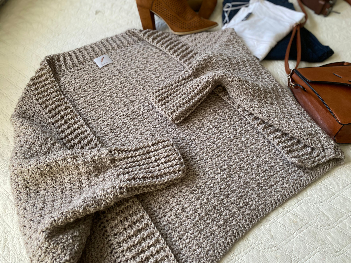Crochet Cappuccino cardigan short